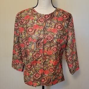 Nicole Alexander Vintage L Floral Embroidered 3/4 Sleeve Lined Blazer Jacket